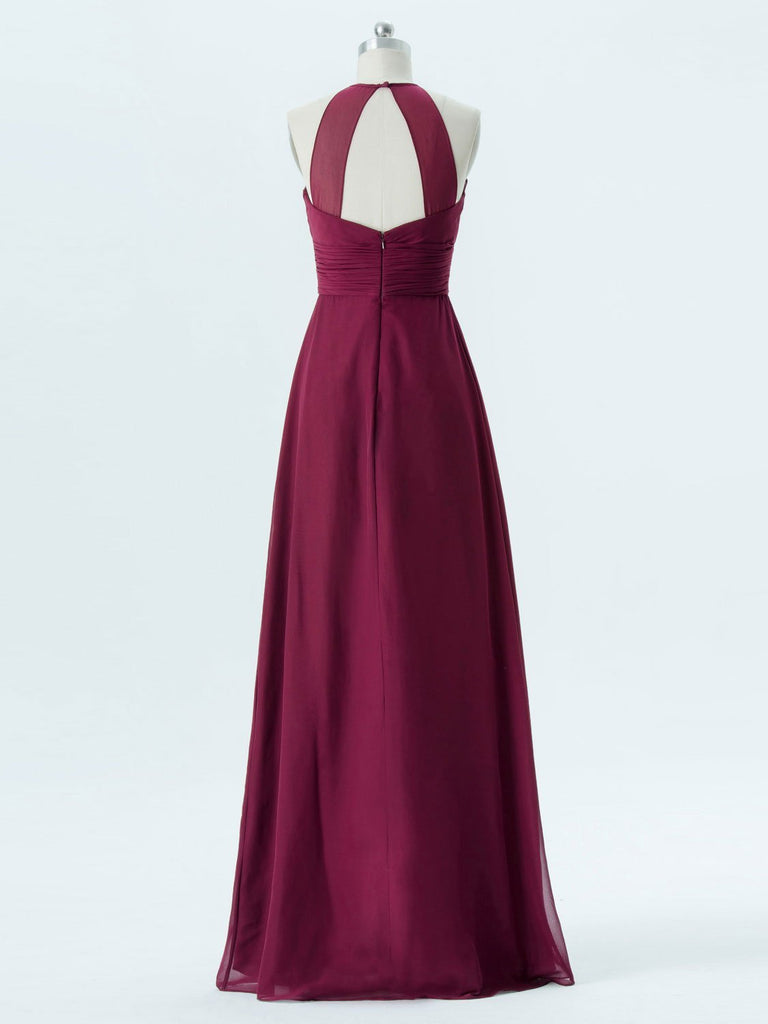 BohoProm Bridesmaid Dress A-line Halter Floor-Length Chiffon Bridesmaid Dresses 2868