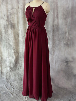 BohoProm Bridesmaid Dress A-line Halter Floor-Length Chiffon Simple Bridesmaid Dresses ABC00022