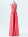 BohoProm Bridesmaid Dress A-line Halter Scoop-Neck Floor-Length Chiffon Bridesmaid Dresses 2866