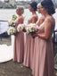 A-line Illusion Floor-Length Chiffon Appliqued Beaded Bridesmaid Dresses ASD2471