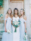A-line Off-Shoulder Floor-Length Chiffon Bridesmaid Dresses ASD2694