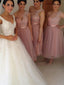 A-line One Shoulder Ankle Length Tulle  Bridesmaid Dresses HX0015