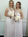 BohoProm Bridesmaid Dress A-line Scoop-Neck Floor Length Chiffon Bridesmaid Dresses With Beading HX0010