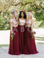 A-line Scoop/V-neck/Halter Floor-Length Tulle Bridesmaid Dresses HX00117