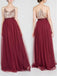 BohoProm Bridesmaid Dress A-line Spaghetti Strap Floor-Length Tulle Burgundy Bridesmaid Dresses HX00176
