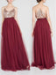 A-line Spaghetti Strap Floor-Length Tulle Burgundy Bridesmaid Dresses HX00176