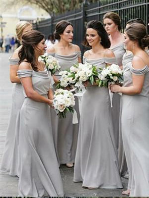 BohoProm Bridesmaid Dress A-line Spaghetti Strap Sweep Train Chiffon Simple Bridesmaid Dresses ASD2474