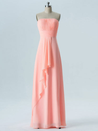 BohoProm Bridesmaid Dress A-line Straight Across Floor-Length Chiffon Bridesmaid Dresses 2863