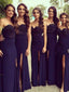 Sheath Sweetheart Floor-Length Chiffon Appliqued Split Front Bridesmaid Dresses 2854