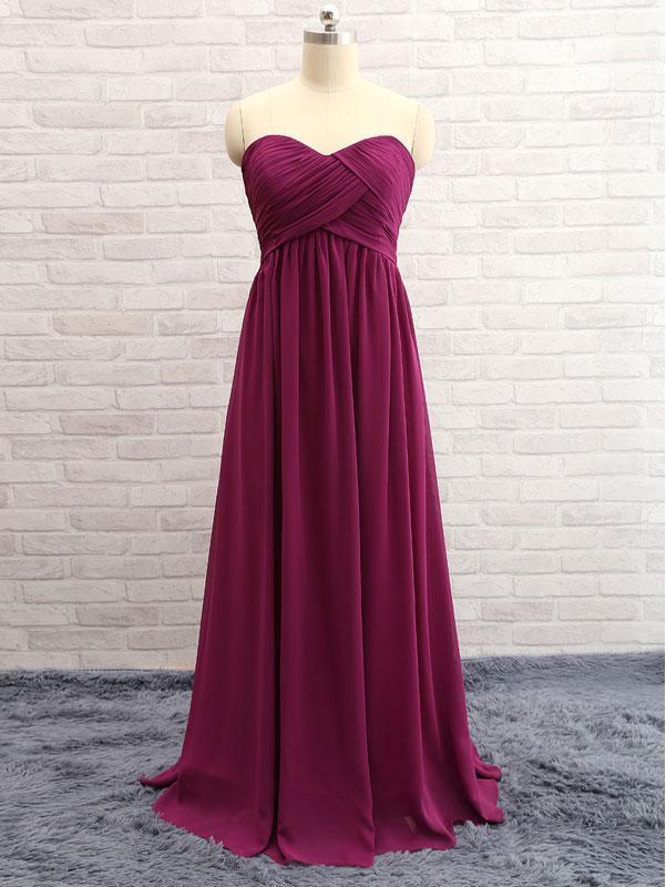 BohoProm Bridesmaid Dress A-line Sweetheart Floor-Length Chiffon Simple Bridesmaid Dresses ABC00021
