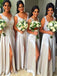 BohoProm Bridesmaid Dress A-line Sweetheart Floor-Length Satin White Bridesmaid Dresses With Appliques HX003