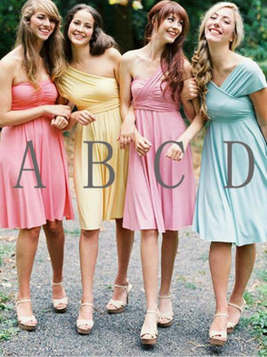 BohoProm Bridesmaid Dress A-line Sweetheart Knee Length Chiffon Simple Bridesmaid Dresses HX007