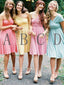 A-line Sweetheart Knee Length Chiffon Simple Bridesmaid Dresses HX007