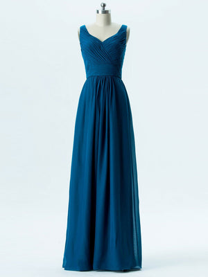 BohoProm Bridesmaid Dress A-line V-Neck Floor-Length Chiffon Bridesmaid Dresses 2861