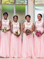 Attractive Chiffon Jewel Neckline A-line Bridesmaid Dresses With Appliques BD036