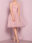 Chic Tulle V-neck Neckline Knee-length A-line Bridesmaid Dresses With Pleats BD018