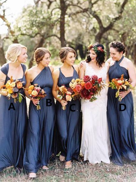 BohoProm Bridesmaid Dress Delicate Chiffon Sweep Train A-line Bridesmaid Dresses With Pleats BD074