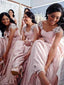 Delicate Chiffon V-neck Neckline A-line Bridesmaid Dresses With Beaded Appliques BD082
