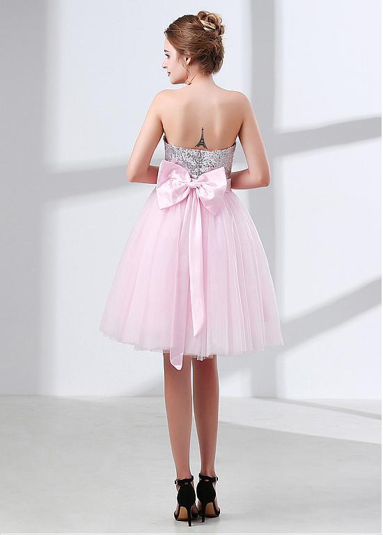 BohoProm Bridesmaid Dress Delicate Sequin Lace & Tulle Sweetheart Neckline Short Length A-line Bridesmaid Dresses BD034
