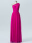 Elegant Tulle One Shoulder Neckline Floor-length A-line Bridesmaid Dresses With Pleats BD003