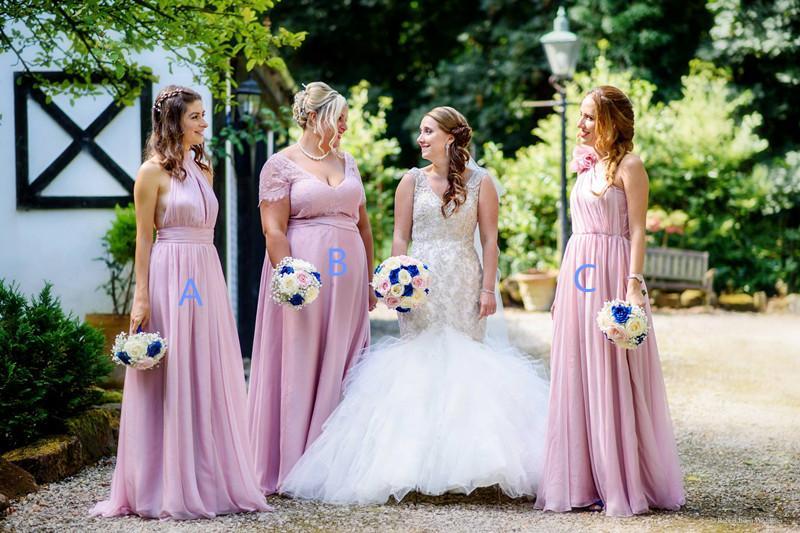 BohoProm Bridesmaid Dress Exquisite Chiffon Floor-length multi-choice A-line Bridesmaid Dresses With Pleats BD042