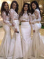 Exquisite Tulle & Satin High-neck 2 Pieces Mermaid Bridesmaid Dresses BD086