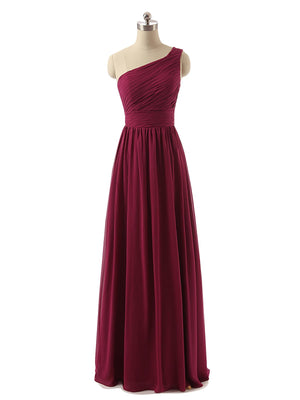 BohoProm Bridesmaid Dress Glamorous Chiffon One Shoulder Neckline Floor-length A-line Bridesmaid Dresses BD048