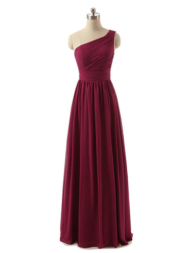 BohoProm Bridesmaid Dress Glamorous Chiffon One Shoulder Neckline Floor-length A-line Bridesmaid Dresses BD048