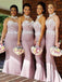 BohoProm Bridesmaid Dress Mermaid Halter Floor-Length Satin Appliqued Bridesmaid Dresses ASD26766
