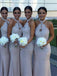 BohoProm Bridesmaid Dress Mermaid Halter Floor Length Satin Lace Bridesmaid Dresses HX009