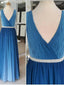 Outstanding Chiffon V-neck Neckline A-line Bridesmaid Dresses With Pearls BD045