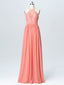 Popular Chiffon Halter Neckline Cut-out Sweep Train A-line Bridesmaid Dresses With Appliques BD004