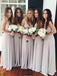 BohoProm Bridesmaid Dress Romantic Chiffon V-neck Neckline Sweep Train A-line Bridesmaid Dresses BD079