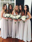 Romantic Chiffon V-neck Neckline Sweep Train A-line Bridesmaid Dresses BD079