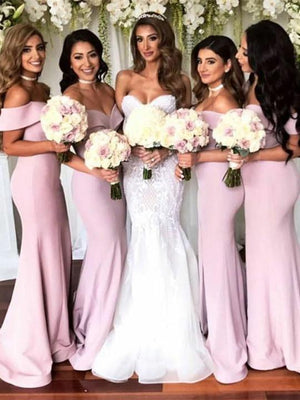 BohoProm Bridesmaid Dress Sexy Acetate Satin Off-the-shoulder Neckline Mermaid Bridesmaid Dresses BD077