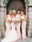 Sheath High-Neck Floor Length Spandex Blush Pink Bridesmaid Dresses HX006