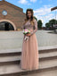 Shining Tulle Jewel Neckline Floor-length A-line Bridesmaid Dresses BD066