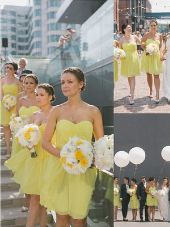 BohoProm Bridesmaid Dress Sweet Chiffon Sweetheart Neckline Short Length A-line Bridesmaid Dresses BD052