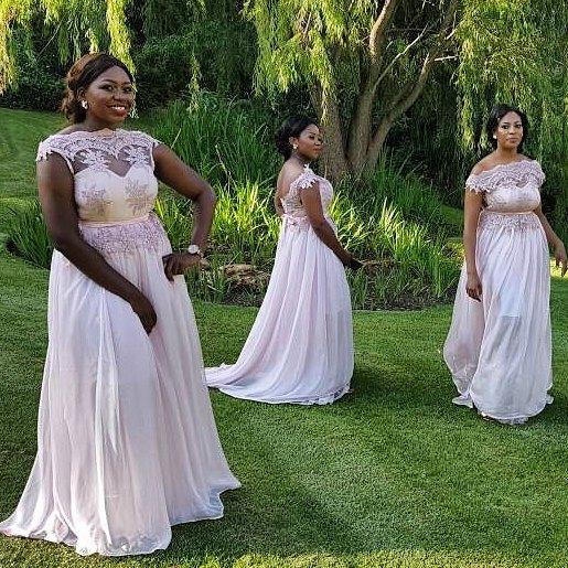BohoProm Bridesmaid Dress Wonderful Chiffon Bateau Neckline A-line Bridesmaid Dresses With Appliques BD061
