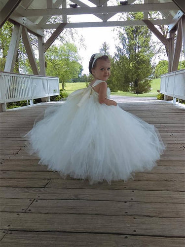 BohoProm Flower Girl Dresses Alluring Tulle Square Neckline Floor-length Ball Gown Flower Girl Dresses FD013