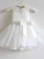 Charming Lace & Tulle Jewel Neckline Ball Gown Flower Girl Dresses FD062