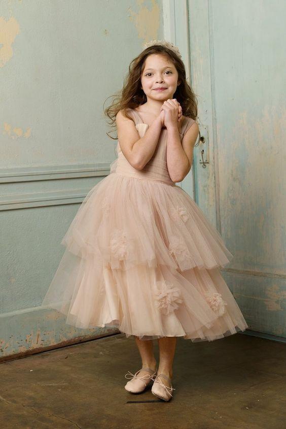 BohoProm Flower Girl Dresses Charming Tulle Square Neckline Ankle-length A-line Flower Girl Dresses FD036