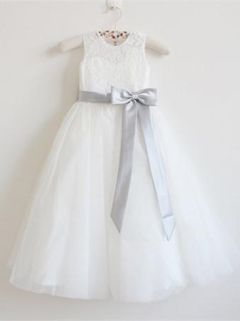 BohoProm Flower Girl Dresses Chic Lace & Tulle Jewel Neckline Floor-length A-line Flower Girl Dresses FD063