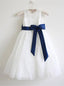 Elegant Lace & Tulle Jewel Neckline Ankle-length A-line Flower Girl Dresses FD064