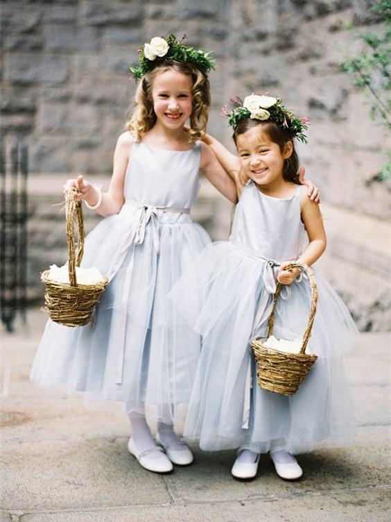 BohoProm Flower Girl Dresses Eye-catching Tulle Scoop Neckline Ankle-length Ball Gown Flower Girl Dresses FD019