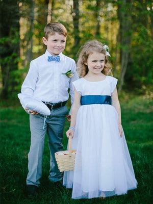 BohoProm Flower Girl Dresses Fabulous Tulle Scoop Neckline Cap Sleeves Floor-length A-line Flower Girl Dresses FD025