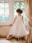Glamorous Tulle Jewel Neckline Ankle-length A-line Flower Girl Dresses FD017