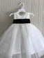 Modest Tulle & Satin jewel Neckline Knee-length Ball Gown Flower Girl Dresses FD040