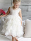 Popular Lace & Tulle Scoop Neckline Tea-length Ball Gown Flower Girl Dresses FD077