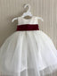 Popular Tulle Jewel Neckline Knee-length Ball Gown Flower Girl Dresses FD038